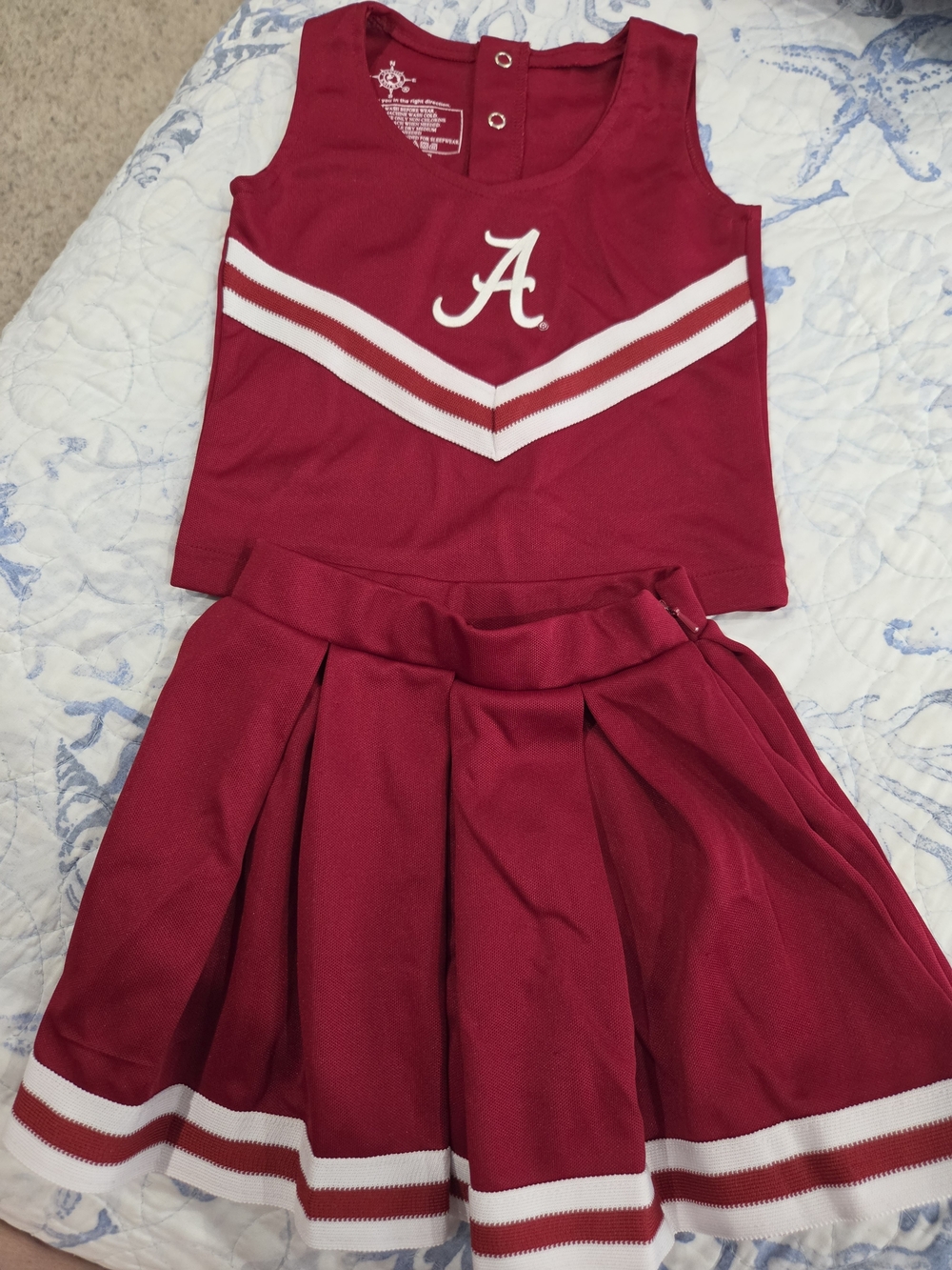 Girls Crimson Cheer-Style Tank Top & Pleated Skirt Set